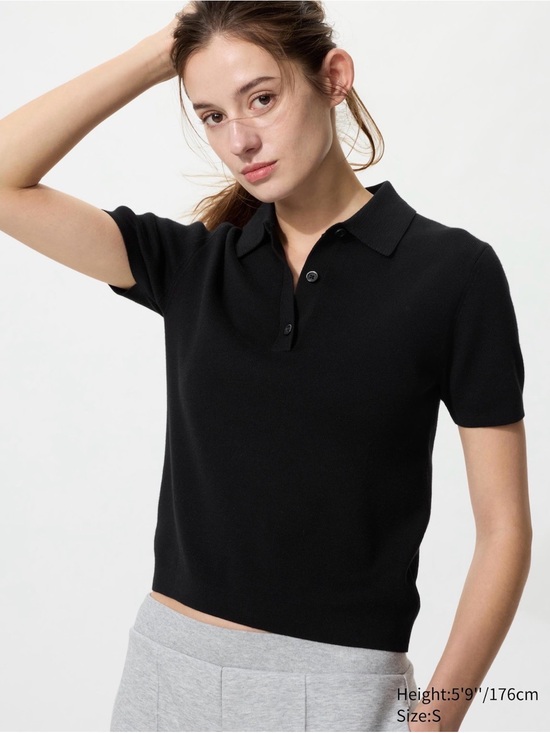 Uniqlo Tops - Uniqlo Classic Black Polo Knit Top